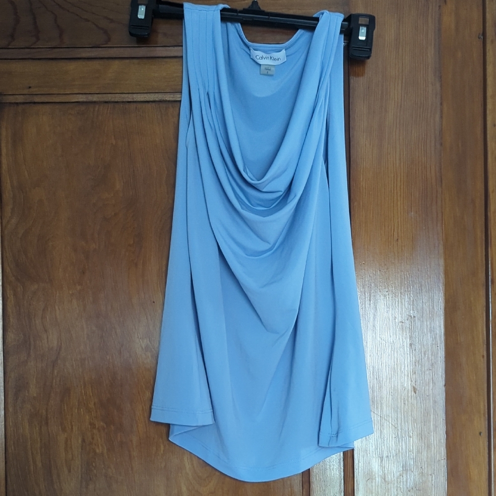 Calvin Klein Women's Light Blue Draped Tank Top